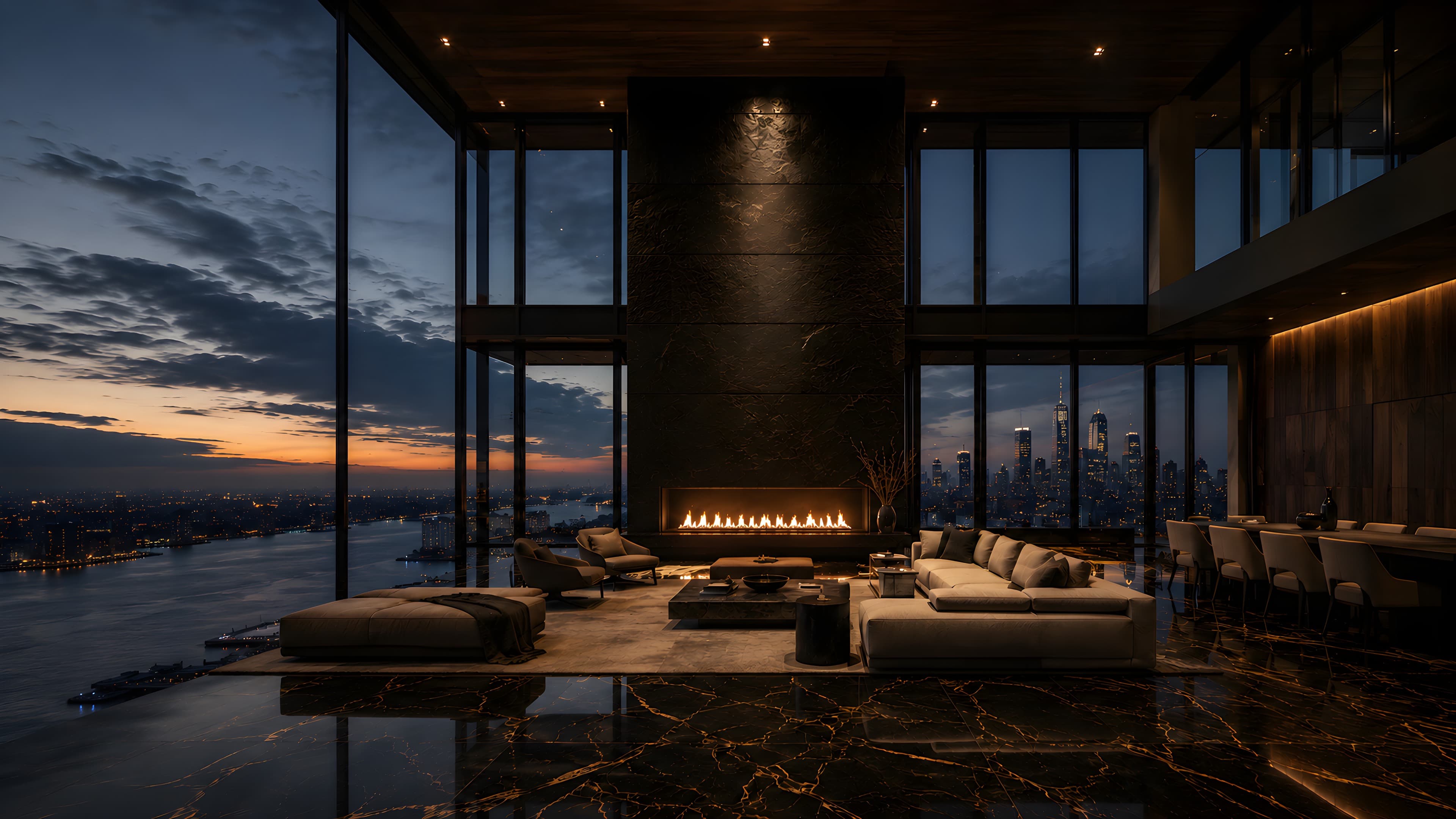 Ultra-luxury Manhattan residence at dusk